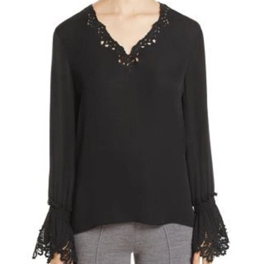 KOBI HALPERIN High End Designer SILK LACE top blouse Sz S BOHO OFFICE A REAL GEM